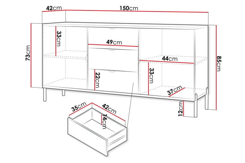 Kommode Holmes 150 cm - Hvit - Oppbevaring - Oppbevaringsmøbler - Kommode