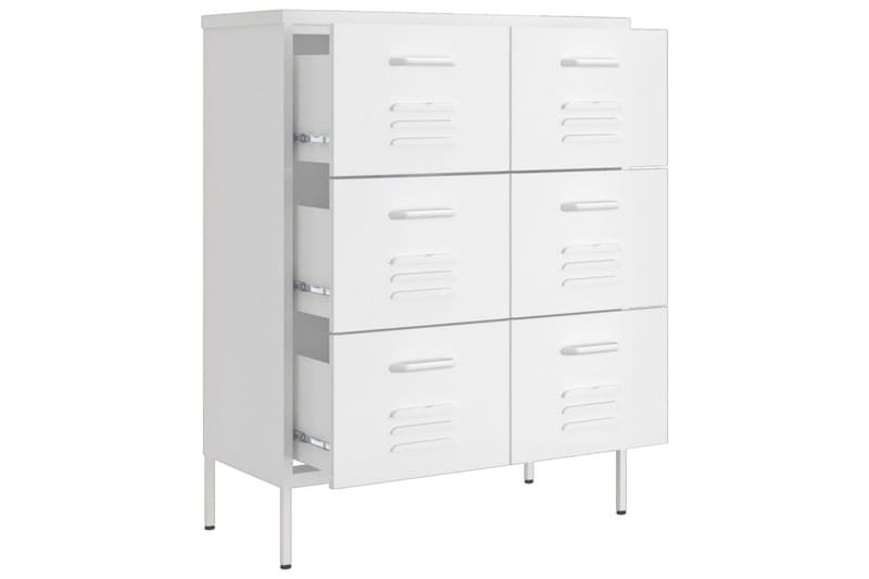 Kommode hvit 80x35x101,5 cm stål - Hvit - Oppbevaring - Oppbevaringsmøbler - Kommode - Entrekommode