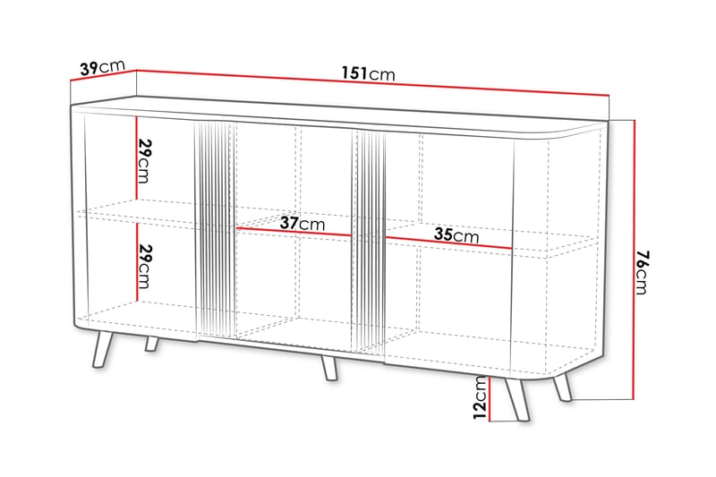 Kommode Clement 151 cm - Svart - Oppbevaring - Oppbevaringsmøbler - Kommode