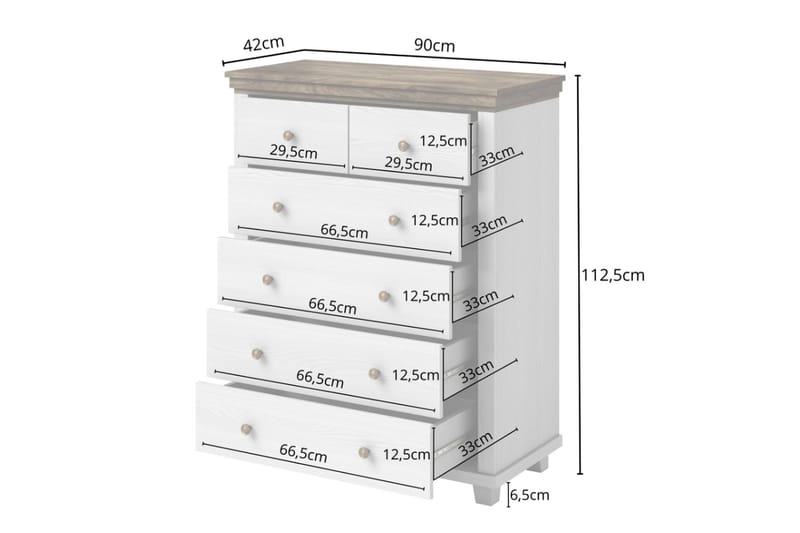 Kommode Drumin 90x42x112,5 cm - Askegrå/Natur - Oppbevaring - Oppbevaringsmøbler - Kommode