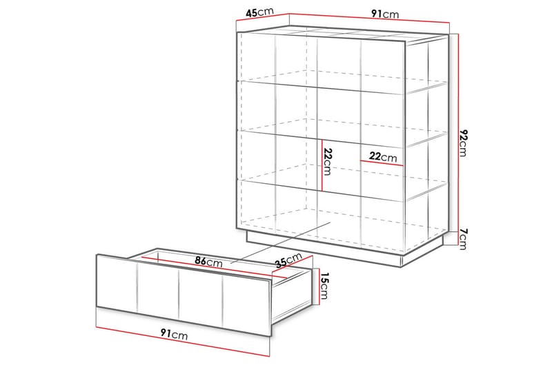 Kommode Ebreon 91 cm Lav - Svart - Oppbevaring - Oppbevaringsmøbler - Kommode