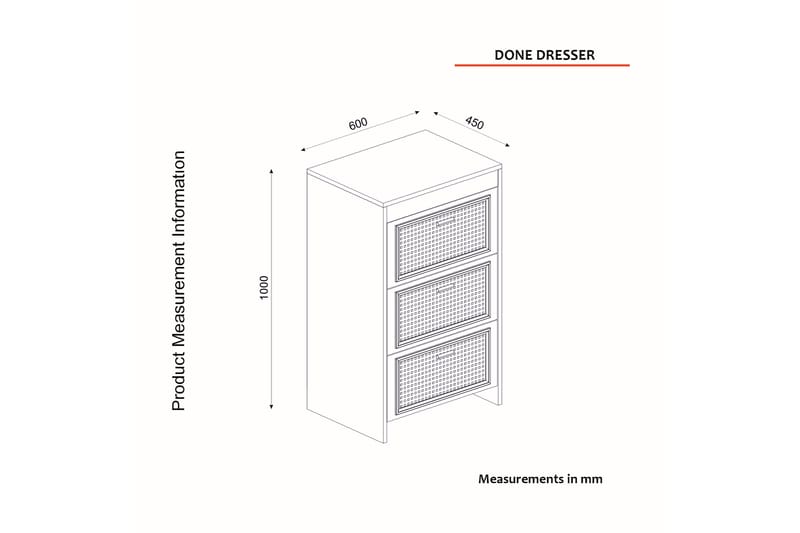 Kommode Honseler 45x60 cm - Hvit / Mørkebrun - Oppbevaring - Oppbevaringsmøbler - Kommode