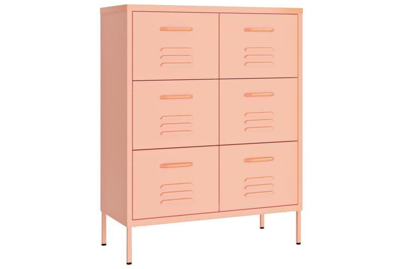 Kommode rosa 80x35x101,5 cm stål - Rosa - Oppbevaring - Oppbevaringsmøbler - Kommode