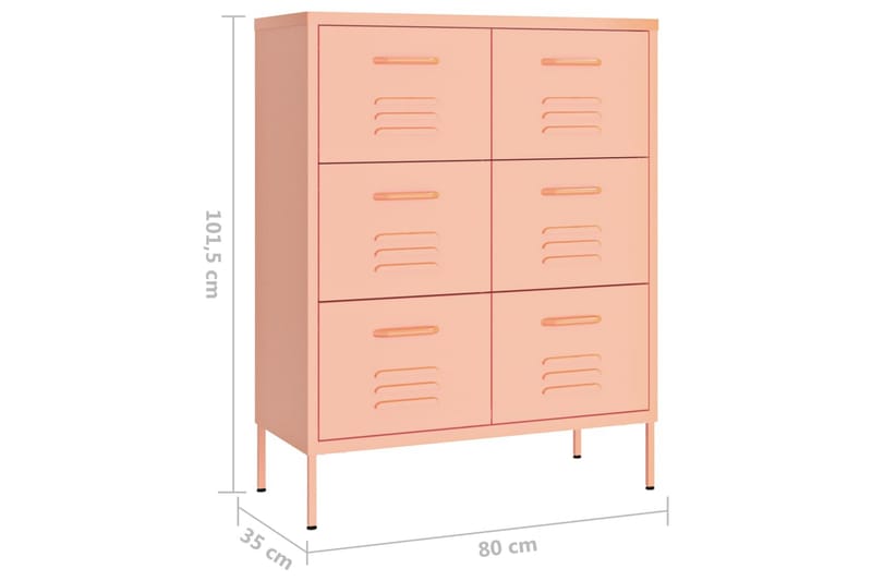 Kommode rosa 80x35x101,5 cm stål - Rosa - Oppbevaring - Oppbevaringsmøbler - Kommode