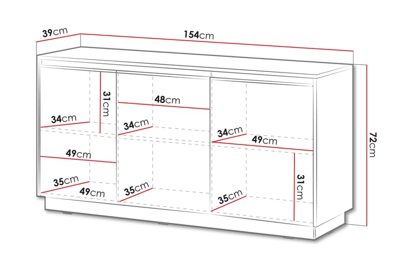 Kommode Vitlanda 154 cm - Svart - Oppbevaring - Oppbevaringsmøbler - Kommode