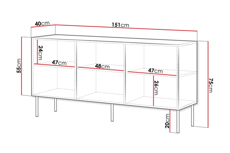 Kommode Laholm 151 cm - Svart - Oppbevaring - Oppbevaringsmøbler - Kommode