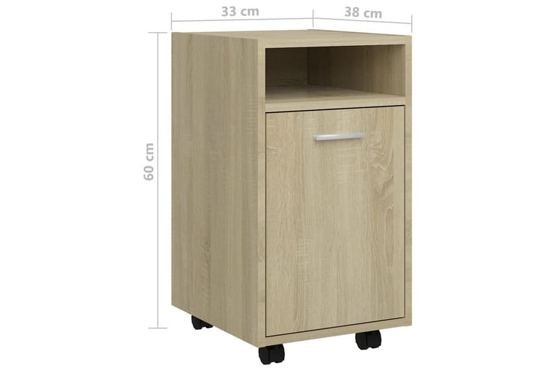 Sideskap med hjul sonoma eik 33x38x60 cm sponplater - Brun - Oppbevaring - Oppbevaringsmøbler - Kommode - Skuffeseksjon