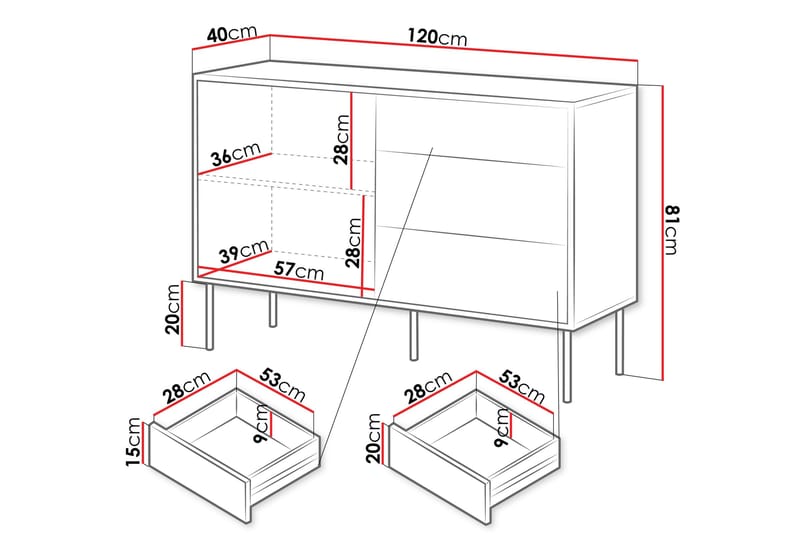 Kommode Soublet 120 cm - Svart - Oppbevaring - Oppbevaringsmøbler - Kommode