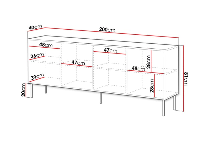 Kommode Soublet 200 cm - Svart - Oppbevaring - Oppbevaringsmøbler - Kommode