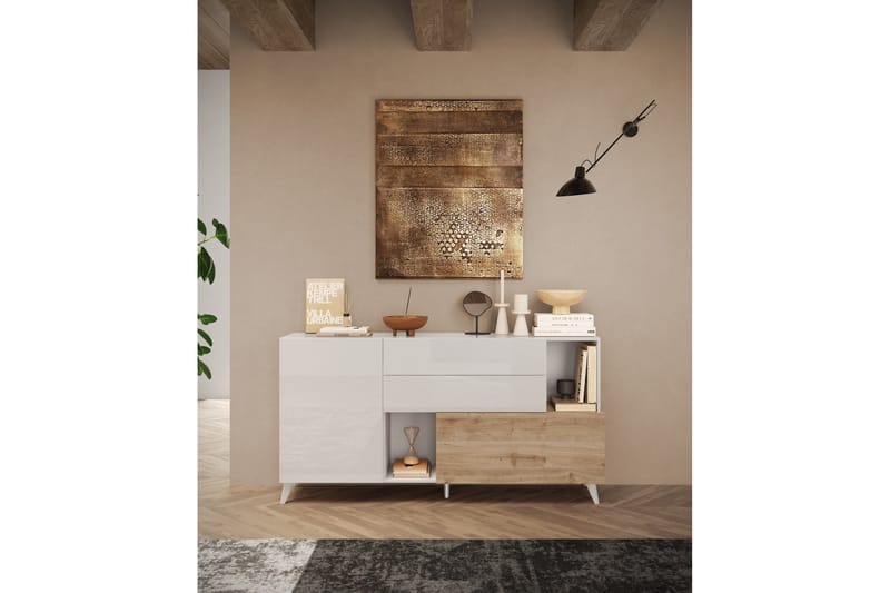 Monaco Skänk 181x42 cm - Hvit/Brun - Oppbevaring - Oppbevaringsmøbler - Sideboard & skjenk