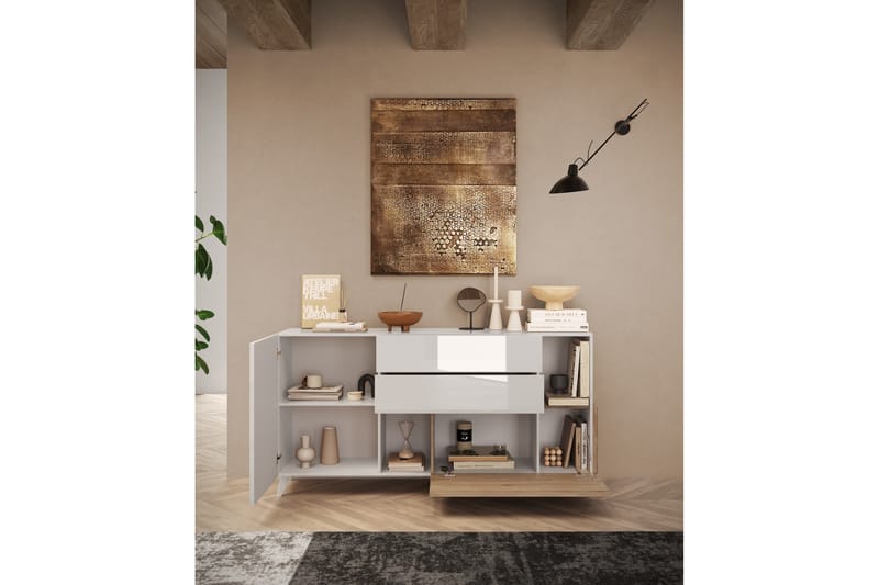 Monaco Skänk 181x42 cm - Hvit/Brun - Oppbevaring - Oppbevaringsmøbler - Sideboard & skjenk