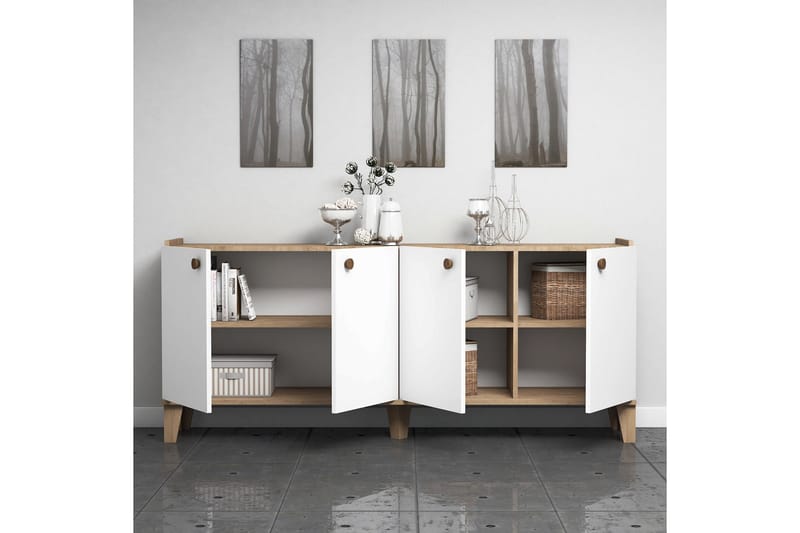 Sideboard 41x182 cm - Natur/Hvit - Oppbevaring - Oppbevaringsmøbler - Sideboard & skjenk