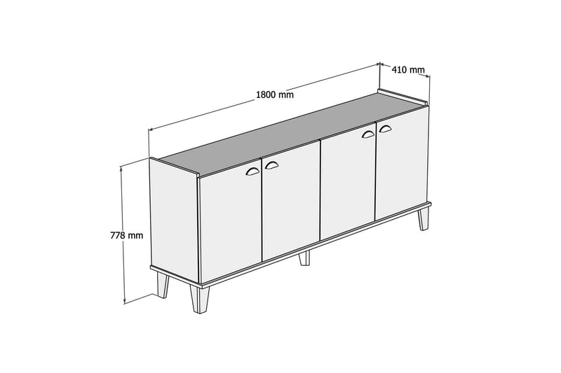 Sideboard 41x182 cm - Natur/Hvit - Oppbevaring - Oppbevaringsmøbler - Sideboard & skjenk