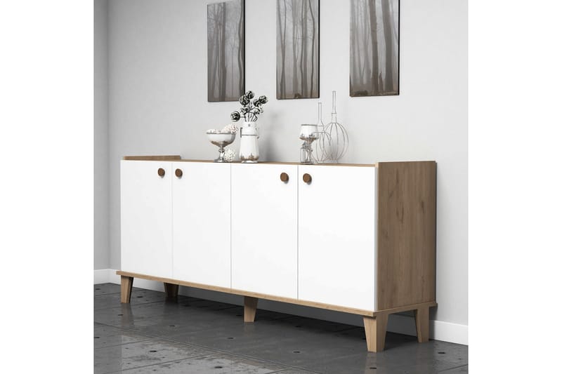 Sideboard 41x182 cm - Natur/Hvit - Oppbevaring - Oppbevaringsmøbler - Sideboard & skjenk