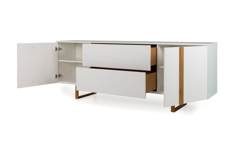 Sideboard Birka 216x43 cm - Ek/Hvit - Oppbevaring - Oppbevaringsmøbler - Sideboard & skjenk