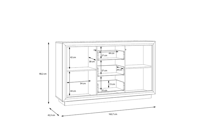 Sideboard Hamdiye 42x163 cm - Hvit/Brun - Sideboard & skjenk