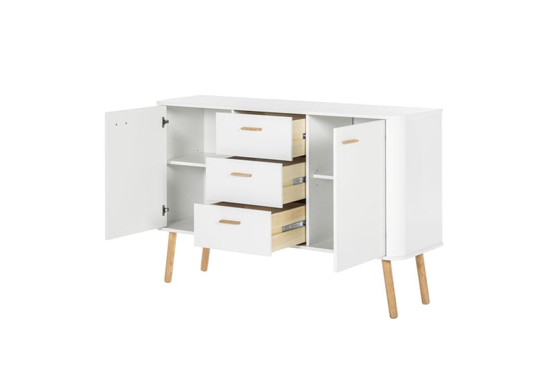 Sideboard Lauter 136x40 cm - Hvit/Natur - Oppbevaring - Oppbevaringsmøbler - Sideboard & skjenk