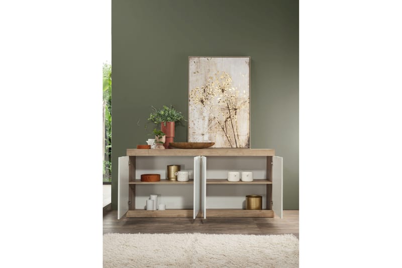 Sideboard Nickero 180 cm - Hvit/Brun - Oppbevaring - Oppbevaringsmøbler - Sideboard & skjenk