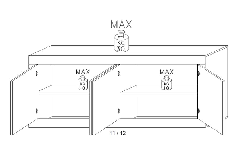 Sidebord Astal 43x207 cm Natur / Svart - LC spa - Oppbevaring - Oppbevaringsmøbler - Sideboard & skjenk