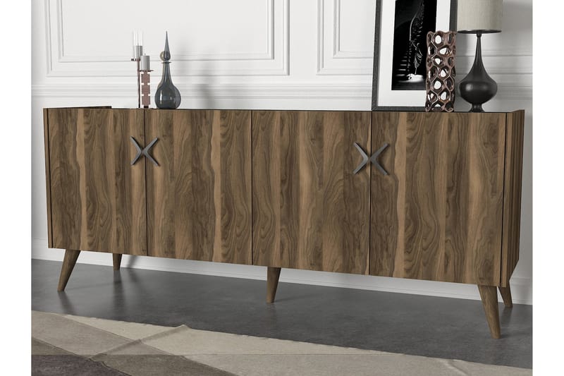 Sidebord Vallow 184 cm - Valnøtt|Antrasitt - Oppbevaring - Oppbevaringsmøbler - Sideboard & skjenk