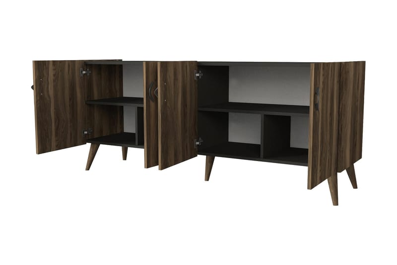 Sidebord Vallow 184 cm - Valnøtt|Antrasitt - Oppbevaring - Oppbevaringsmøbler - Sideboard & skjenk