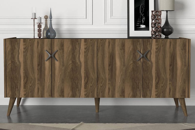 Sidebord Vallow 184 cm - Valnøtt|Antrasitt - Oppbevaring - Oppbevaringsmøbler - Sideboard & skjenk