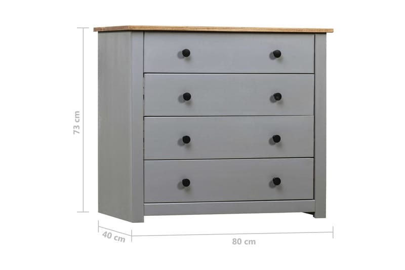 Sideskap grå 80x40x73 cm furu Panama Range - Grå - Oppbevaring - Oppbevaringsmøbler - Sideboard & skjenk