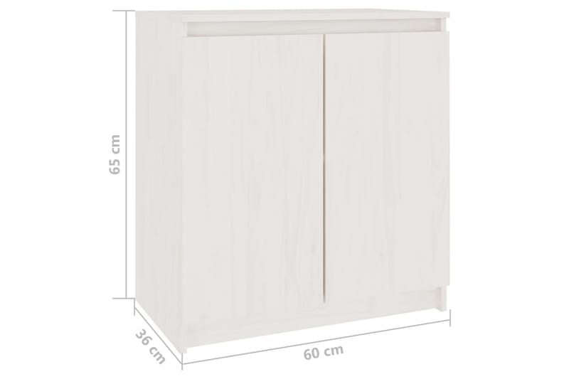 Sideskap hvit 60x36x65 cm heltre furu - Hvit - Oppbevaring - Oppbevaringsmøbler - Sideboard & skjenk