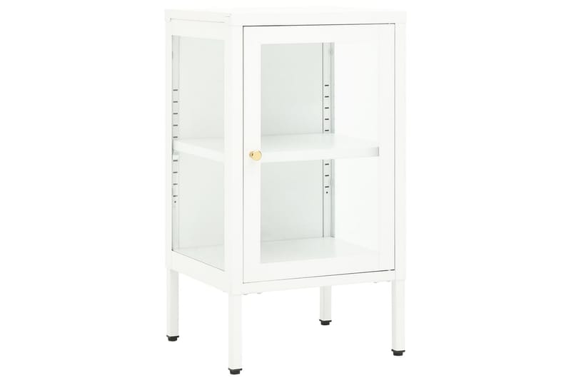 Skjenk 38x35x70 cm metall og glass - Hvit - Oppbevaring - Oppbevaringsmøbler - Sideboard & skjenk