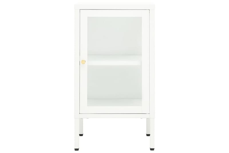 Skjenk 38x35x70 cm metall og glass - Hvit - Oppbevaring - Oppbevaringsmøbler - Sideboard & skjenk