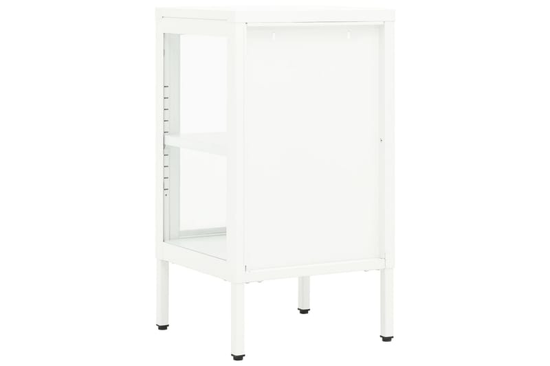 Skjenk 38x35x70 cm metall og glass - Hvit - Oppbevaring - Oppbevaringsmøbler - Sideboard & skjenk