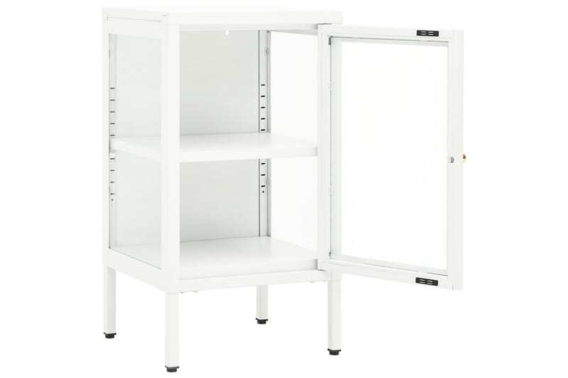 Skjenk 38x35x70 cm metall og glass - Hvit - Oppbevaring - Oppbevaringsmøbler - Sideboard & skjenk