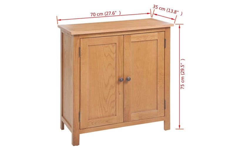 Skjenk 70x35x75 cm heltre eik - Brun - Oppbevaring - Oppbevaringsmøbler - Sideboard & skjenk