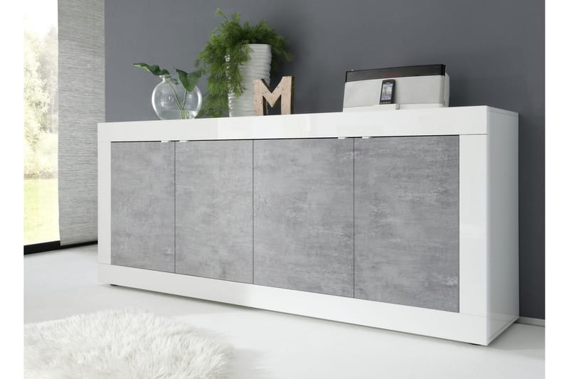 Skjenk Astal 102x43 cm - Hvit Høyglans/Grå - Oppbevaring - Oppbevaringsmøbler - Sideboard & skjenk