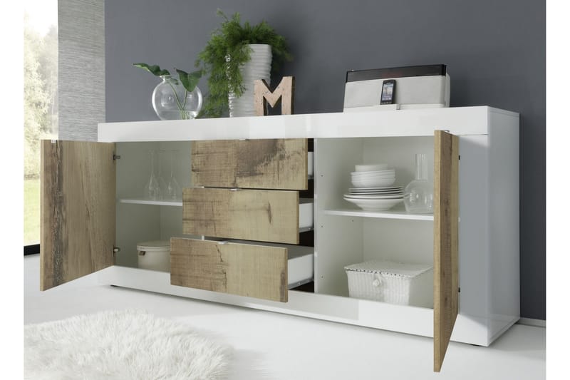 Skjenk Astal 210x43 cm - Hvit Highlighter - Oppbevaring - Oppbevaringsmøbler - Sideboard & skjenk