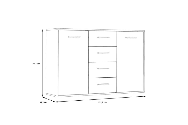 Skjenk Barnitz 34x123 cm - Grå - Oppbevaring - Oppbevaringsmøbler - Sideboard & skjenk