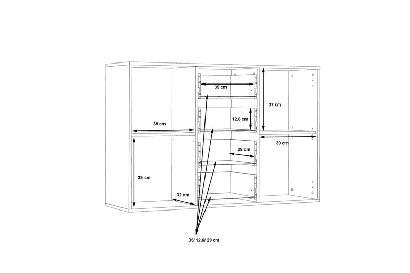 Skjenk Barnitz 34x123 cm - Grå - Oppbevaring - Oppbevaringsmøbler - Sideboard & skjenk