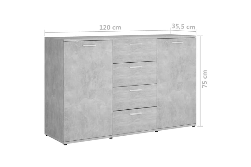 Skjenk betonggrå 120x35,5x75 cm sponplate - Grå - Oppbevaring - Oppbevaringsmøbler - Sideboard & skjenk