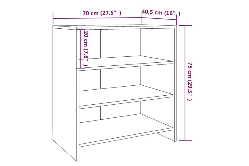 Skjenk betonggrå 70x40,5x75 cm sponplate - Grå - Oppbevaring - Oppbevaringsmøbler - Sideboard & skjenk