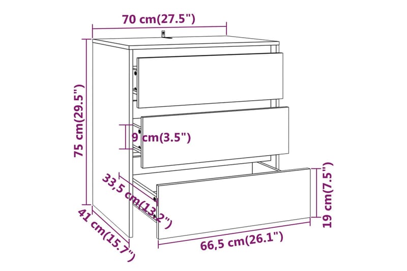 Skjenk betonggrå 70x41x75 cm sponplate - Grå - Oppbevaring - Oppbevaringsmøbler - Sideboard & skjenk