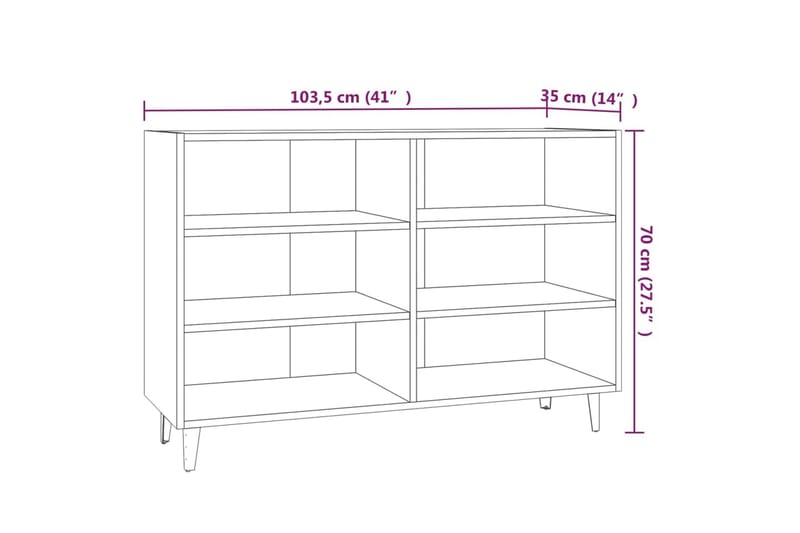 Skjenk brun eik 103,5x35x70 cm sponplate - Brun - Oppbevaring - Oppbevaringsmøbler - Sideboard & skjenk