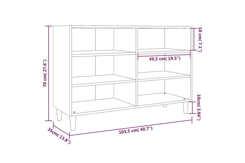 Skjenk brun eik 103,5x35x70 cm sponplate - Brun - Oppbevaring - Oppbevaringsmøbler - Sideboard & skjenk