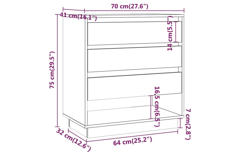 Skjenk grå sonoma eik 70x41x75 cm sponplate - Grå - Oppbevaring - Oppbevaringsmøbler - Sideboard & skjenk