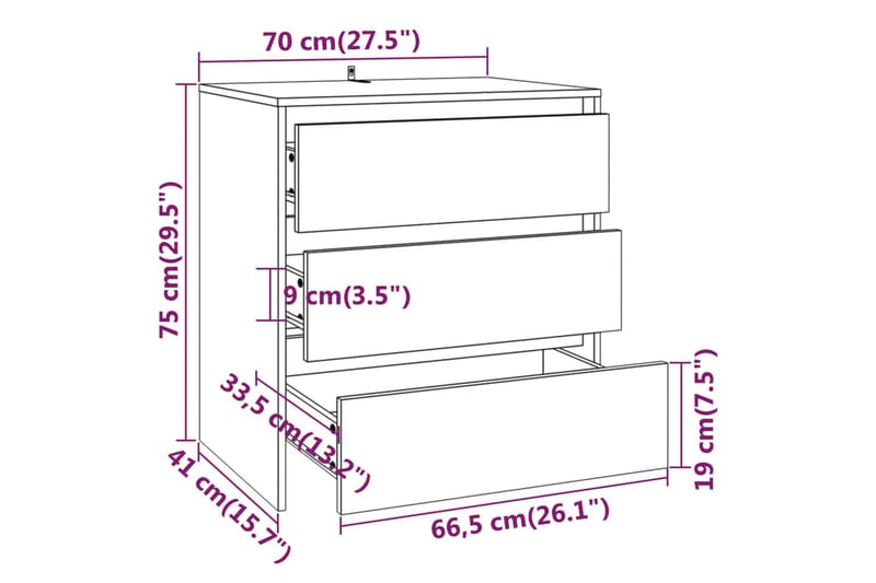 Skjenk grå sonoma eik 70x41x75 cm sponplate - Grå - Oppbevaring - Oppbevaringsmøbler - Sideboard & skjenk