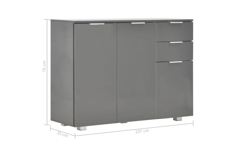 Skjenk høyglans grå 107x35x76 cm - Grå - Oppbevaring - Oppbevaringsmøbler - Sideboard & skjenk