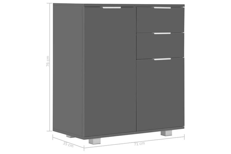 Skjenk høyglans grå 71x35x76 cm sponplate - Grå - Oppbevaring - Oppbevaringsmøbler - Sideboard & skjenk