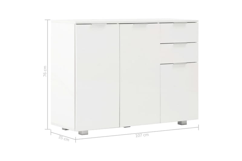 Skjenk høyglans hvit 107x35x76 cm - Hvit - Oppbevaring - Oppbevaringsmøbler - Sideboard & skjenk