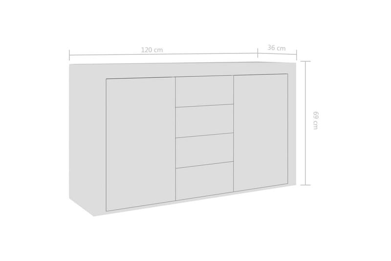 Skjenk høyglans hvit 120x36x69 cm sponplate - Oppbevaring - Oppbevaringsmøbler - Sideboard & skjenk