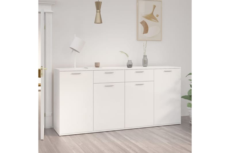 Skjenk høyglans hvit 160x36x75 cm sponplate - Hvit - Oppbevaring - Oppbevaringsmøbler - Sideboard & skjenk