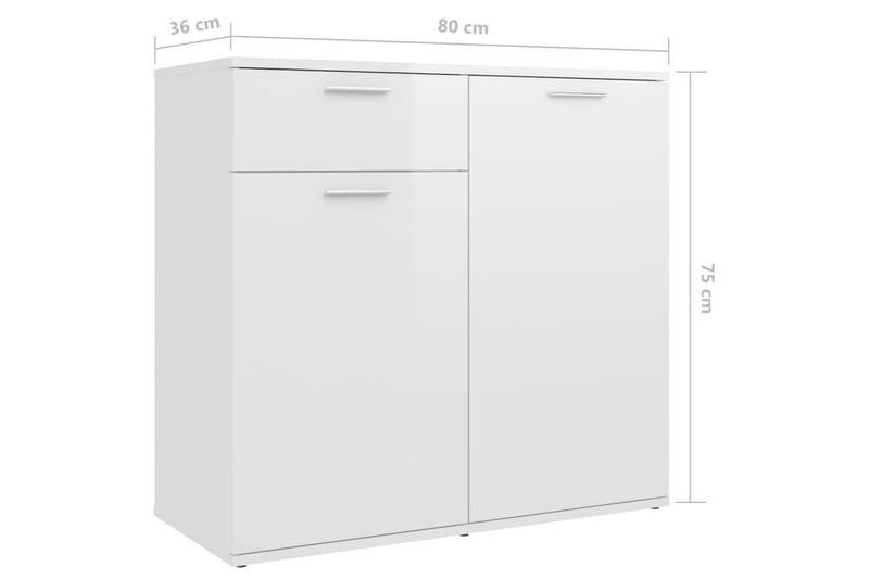 Skjenk høyglans hvit 160x36x75 cm sponplate - Hvit - Oppbevaring - Oppbevaringsmøbler - Sideboard & skjenk